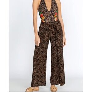 Johnny Was California Women XS Millo Tan Zebra Wrap Pants Festival Boho Resort